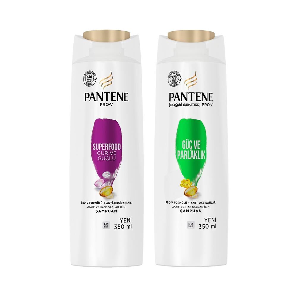 Pantene Şampuan Pro-V Superfood Gür, Parlak Saçlar ve Doğal Sentez Güç, Parlaklık