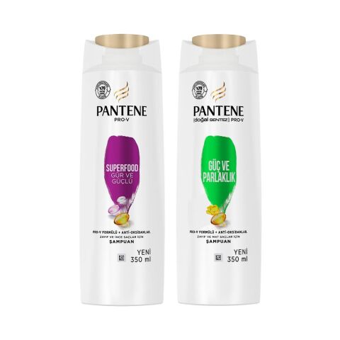 Pantene Şampuan Pro-V Superfood Gür, Parlak Saçlar ve Doğal Sentez Güç, Parlaklık