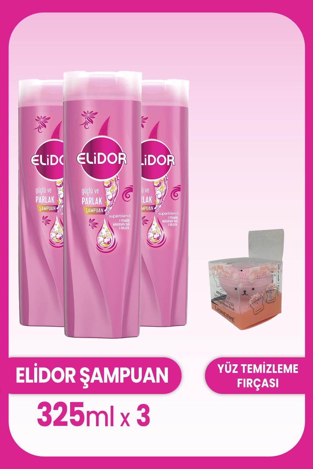 Elidor Superblend Güçlü Parlak Şampuan 325 ml x Adet ve Yüz Fırçası