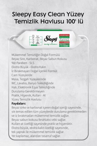 Beyaz ve Arap Sabun Katkılı Sleepy 100'lü, Yağ Çözücü 30'lu Temizlik Havlusu ve Rosie Hediye