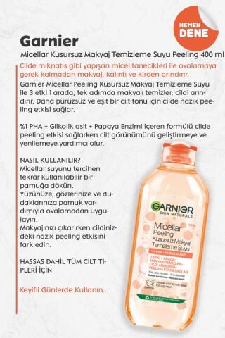 Garnier Micellar Kusursuz Makyaj Temizleme Suyu Peeling 400 ml