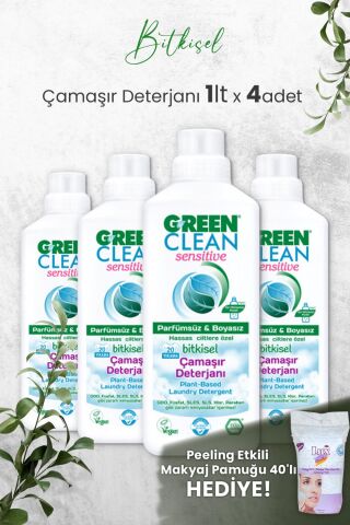 Green Clean Sensıtıve Kokusuz Çamaşır Deterjanı 1 L x 4 Adet