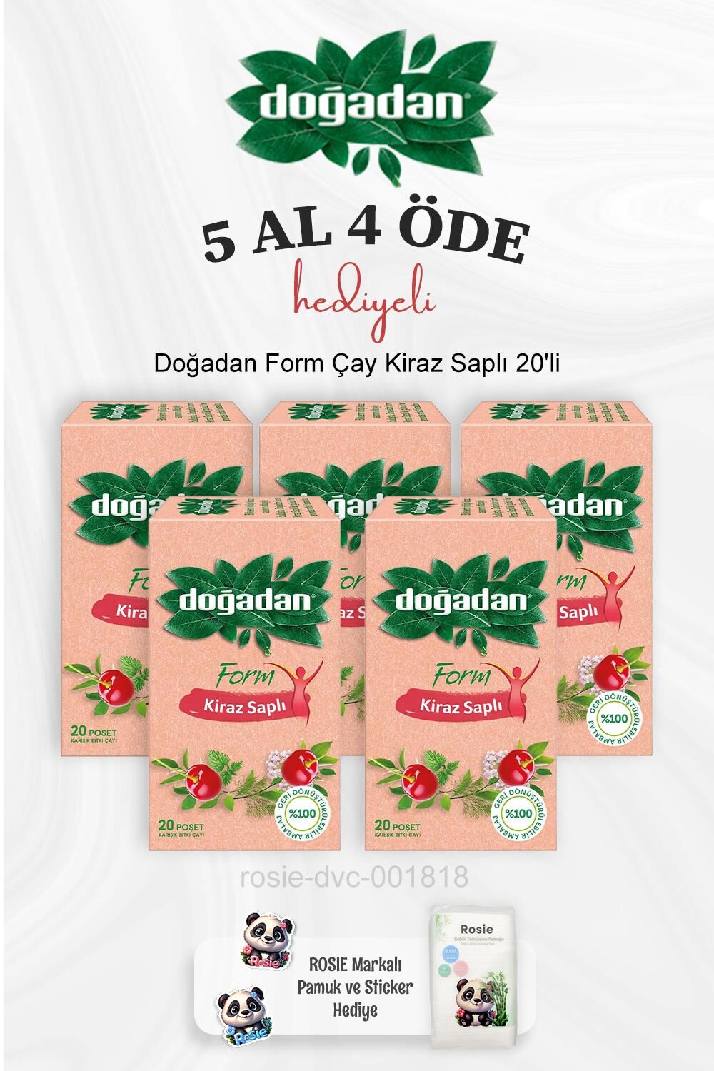 Doğadan Form Çay Kiraz Saplı 20'li 5 Al 4 Öde ve Rosie Pamuk