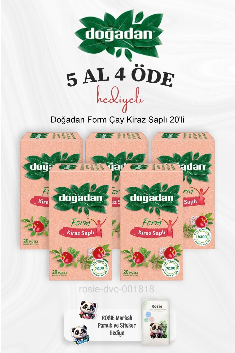 Doğadan Form Çay Kiraz Saplı 20'li 5 Al 4 Öde ve Rosie Pamuk