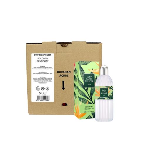 Eyüp Sabri Tuncer Beyaz Çay Kolonyası 5 lt ve 400 ML Cam Şişe