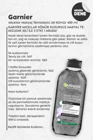 Garnier Micellar Makyaj Temizleyici Jel Kömür 400 ml