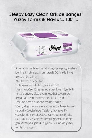 100'lü Orkide ve Beyaz Sabun Katkılı Sleepy, Yağ Çözücü 30'lu Temizlik Havlusu ve Rosie Hediye