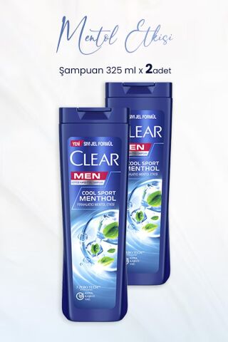 Clear Men Kepeğe Karşı Etkili Ferahlatıcı Mentol Etkisi 325 ml x 2 Adet