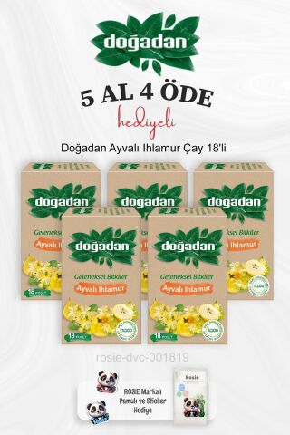 Doğadan Ayvalı Ihlamur Çay 18'li 5 Al 4 Öde ve Rosie Pamuk