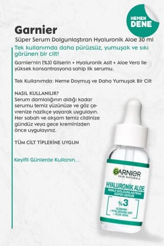 Garnier Süper Serum Dolgunlaştıran Hyaluronik Aloe 30 ml