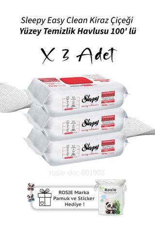 Sleepy Easy Clean Kiraz Çiçeği Yüzey Temizlik Havlusu 100' lü X3