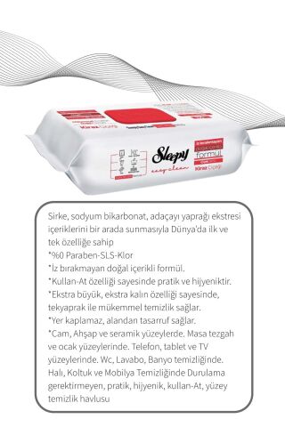 Sleepy Easy Clean Kiraz Çiçeği Yüzey Temizlik Havlusu 100' lü X3