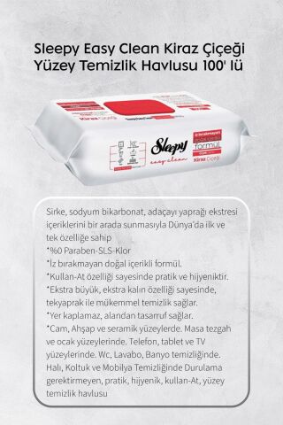 Kireç Sökücü 30'lu, Kiraz ve Beyaz Sabun Katkılı Sleepy 100'lü Temizlik Havlusu ve Rosie Hediye