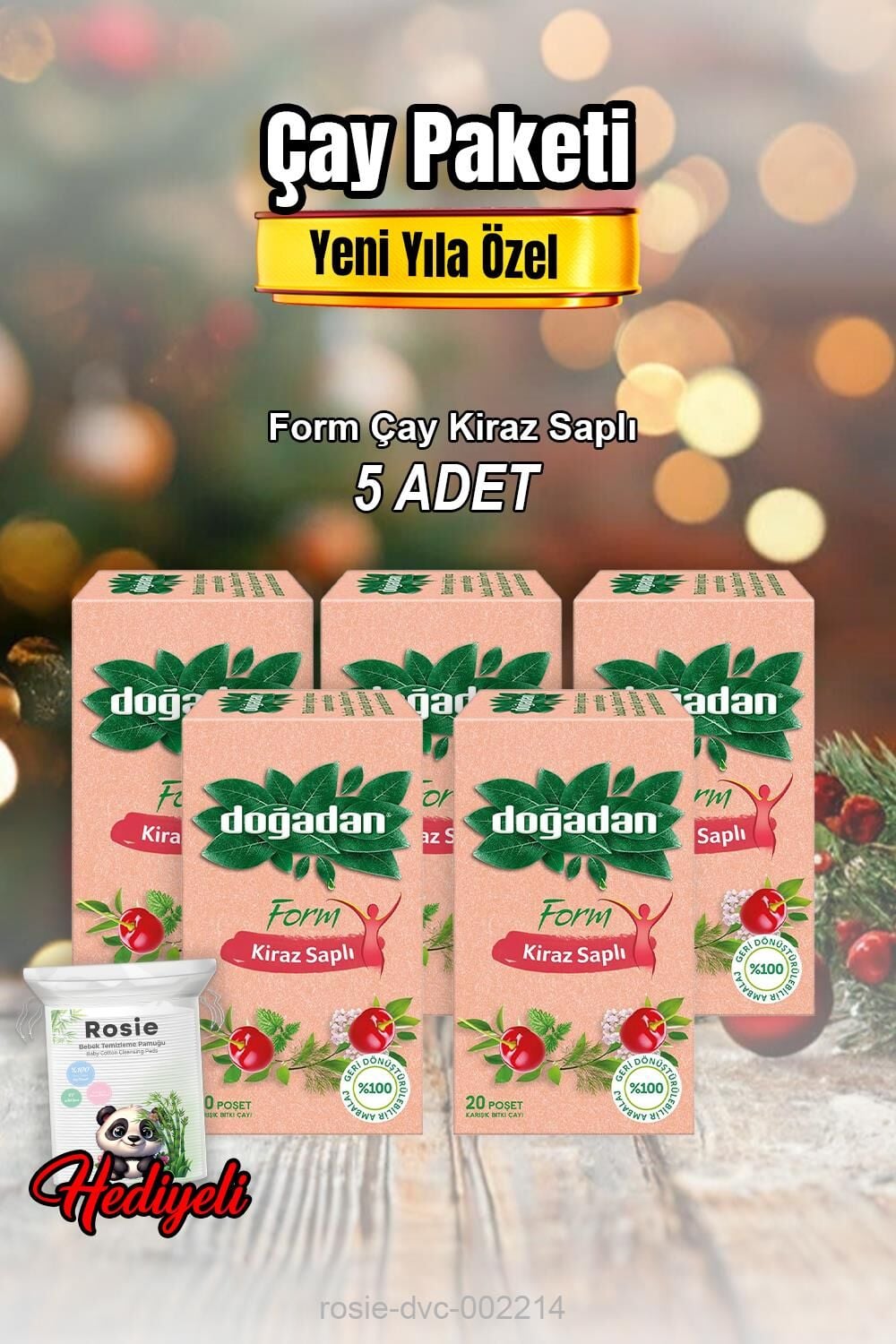 Form Çay Kiraz Saplı 20'li X 5 ve Rosıe Pamuk