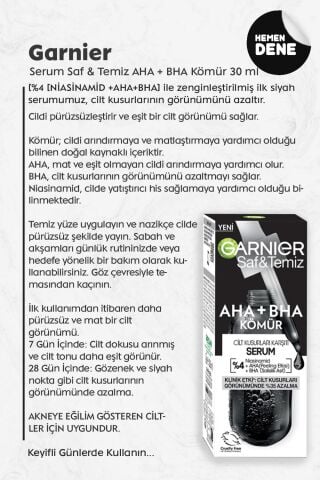 Garnier Serum Saf & Temiz AHA + BHA Kömür 30 ml