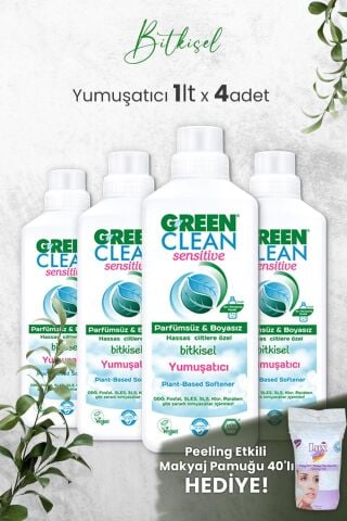 Green Clean Sensitive Kokusuz Yumuşatıcı 1 L x 4 Adet ve Hediyeli