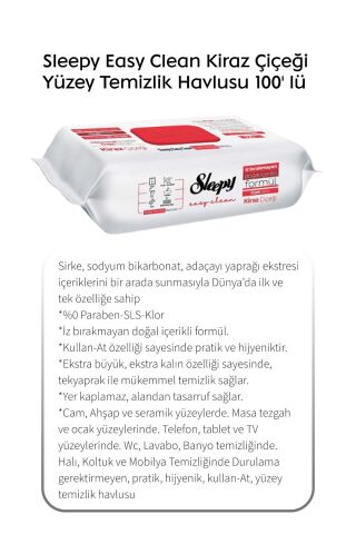 Sleepy Kiraz Çiçeği Yüzey Temizlik Havlusu 100' lü X 4 ve Rosie Pamuk
