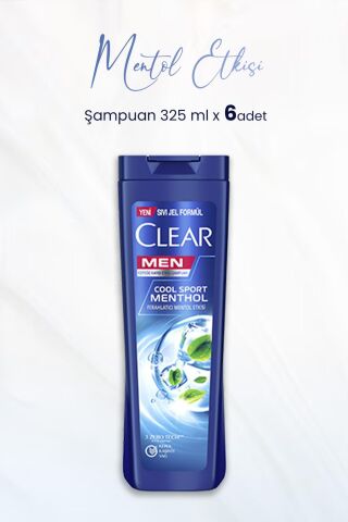 Clear Men Kepeğe Karşı Etkili Ferahlatıcı Mentol Etkisi 325 ml x 6 Adet