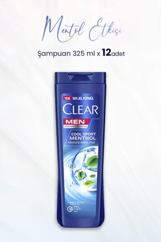 Clear Men Kepeğe Karşı Etkili Ferahlatıcı Mentol Etkisi 325 ml x 12 Adet