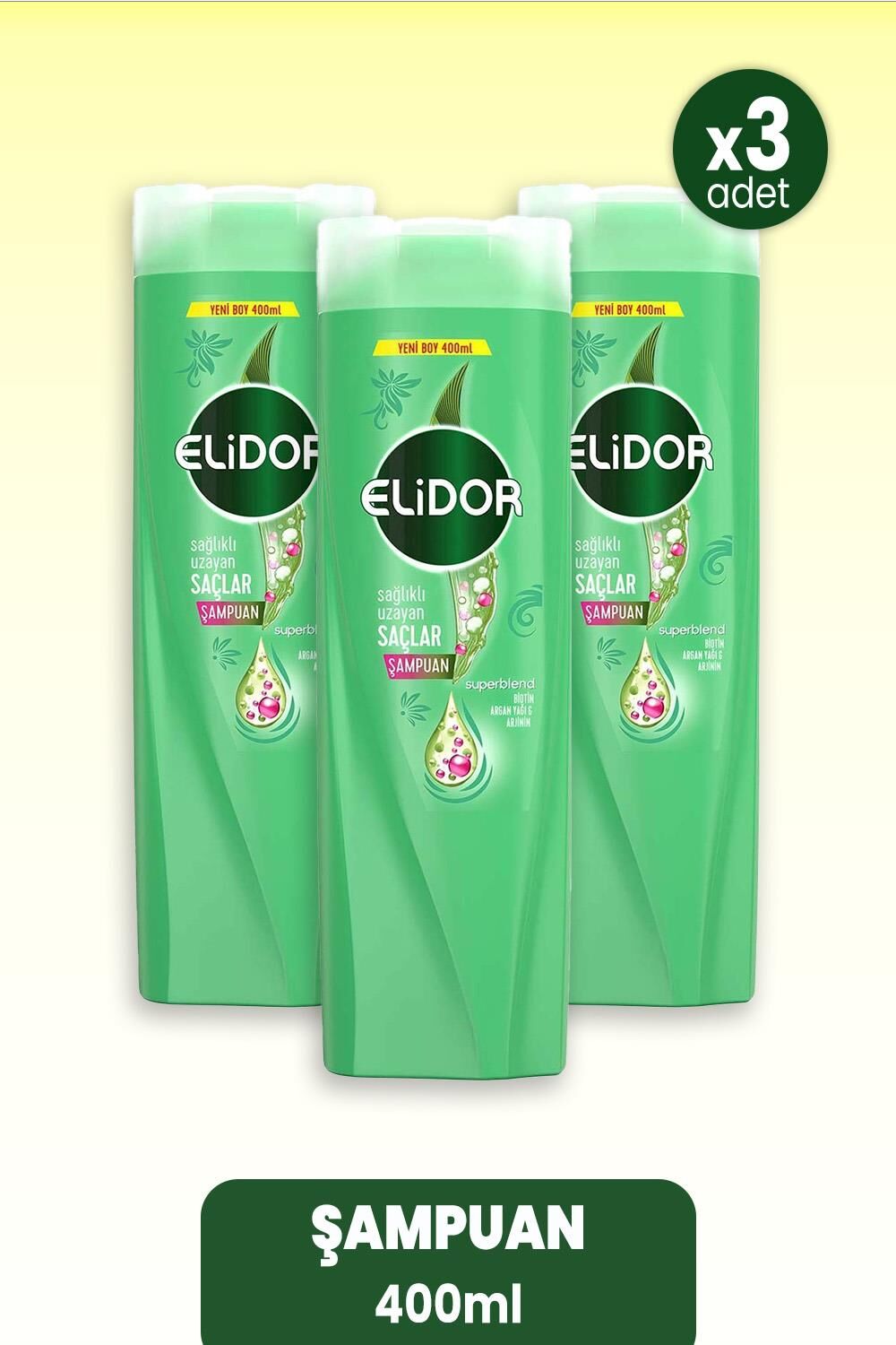 Elidor Superblend Şampuan Sağlıklı Uzayan Saçlar 400 ml x 3 Adet