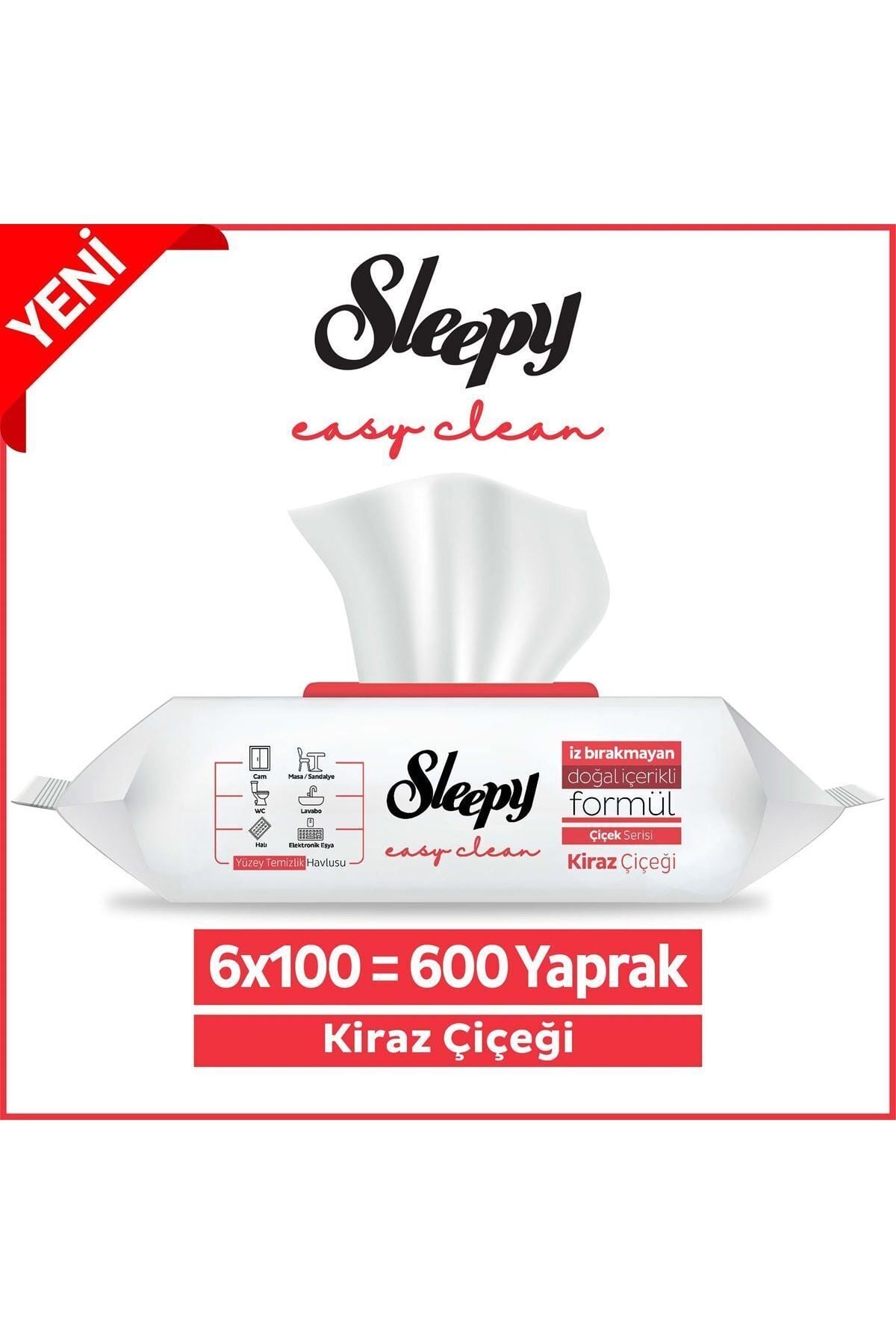 Sleepy Easy Clean Kiraz Çiçeği Yüzey Temizlik Havlusu 100' lü X 6