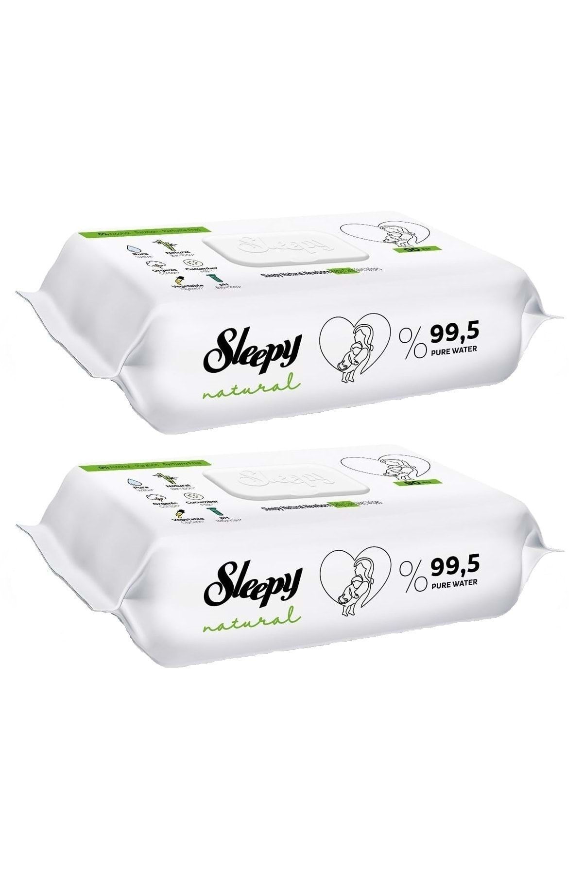 Islak Havlu Mendil 90 Yaprak Natural Yenidoğan 2 Li Set 180 Yaprak Plastik Kapaklı