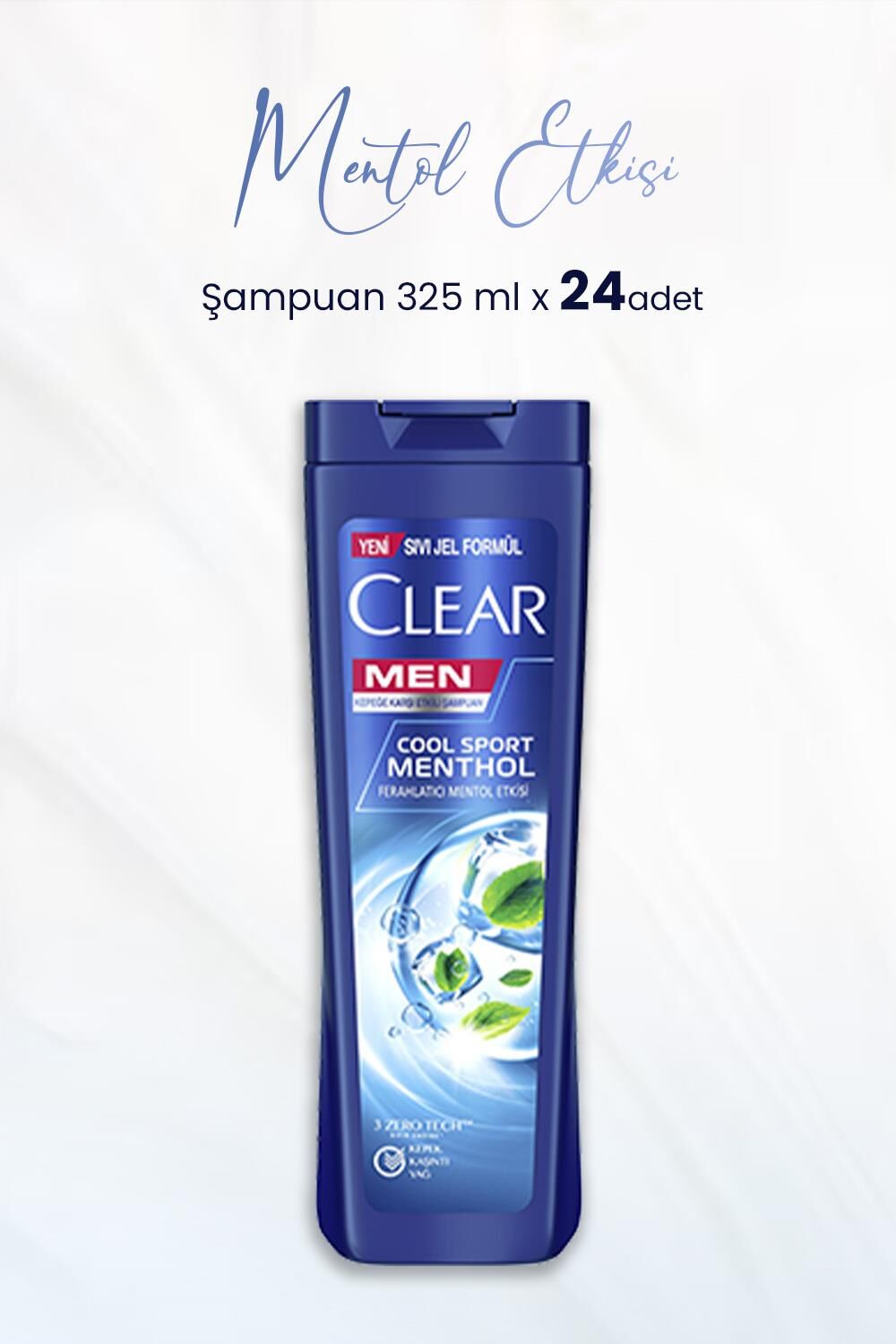 Clear Men Kepeğe Karşı Etkili Ferahlatıcı Mentol Etkisi 325 ml x 24 Adet
