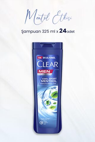 Clear Men Kepeğe Karşı Etkili Ferahlatıcı Mentol Etkisi 325 ml x 24 Adet