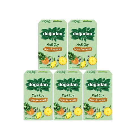 Doğadan Yeşil Çay Açai Ananaslı Bardak Poşey Çay x 5 Adet