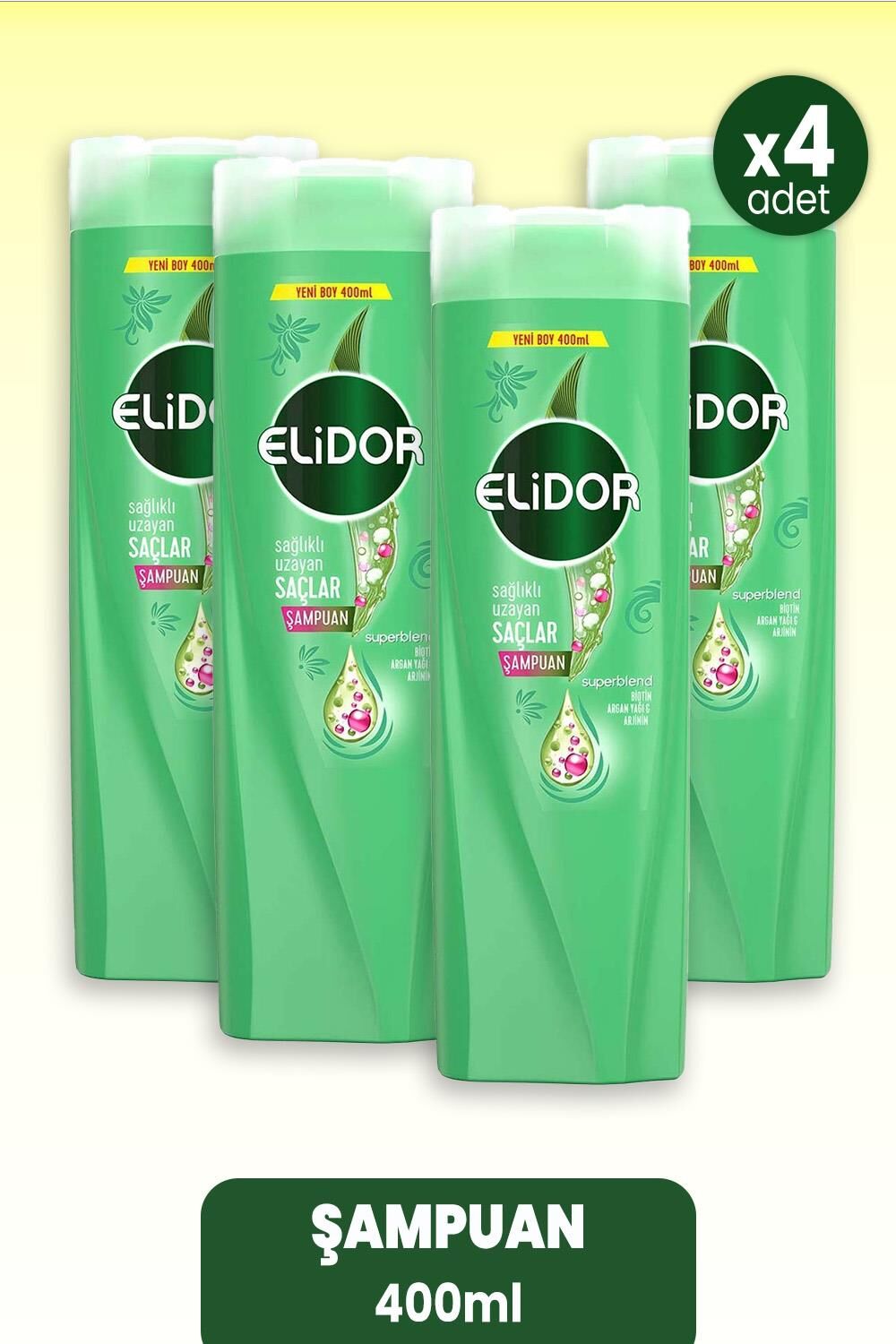 Elidor Superblend Şampuan Sağlıklı Uzayan Saçlar 400 ml x 4 Adet