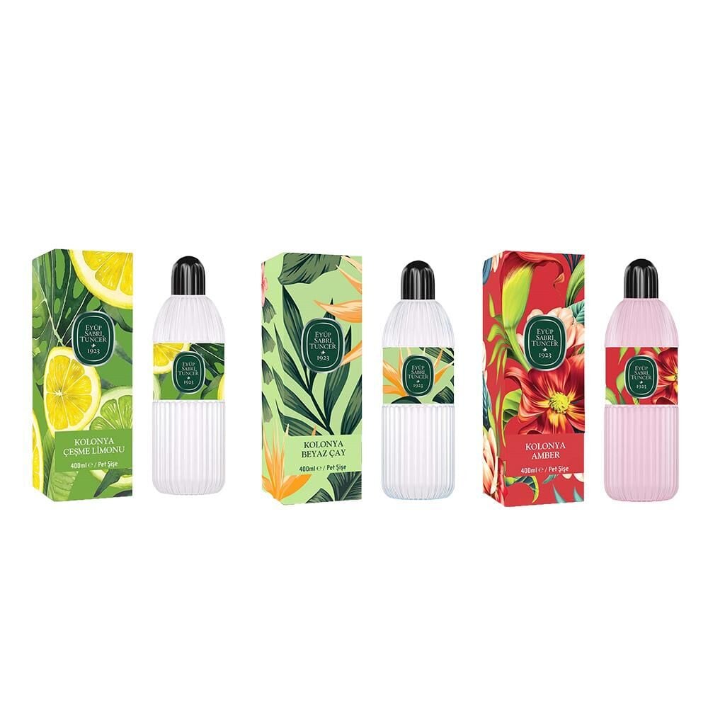 Eyüp Sabri Tuncer Kolonya Çeşme Limonu, Beyaz Çay ve Amber Pet Şişe 400 ml