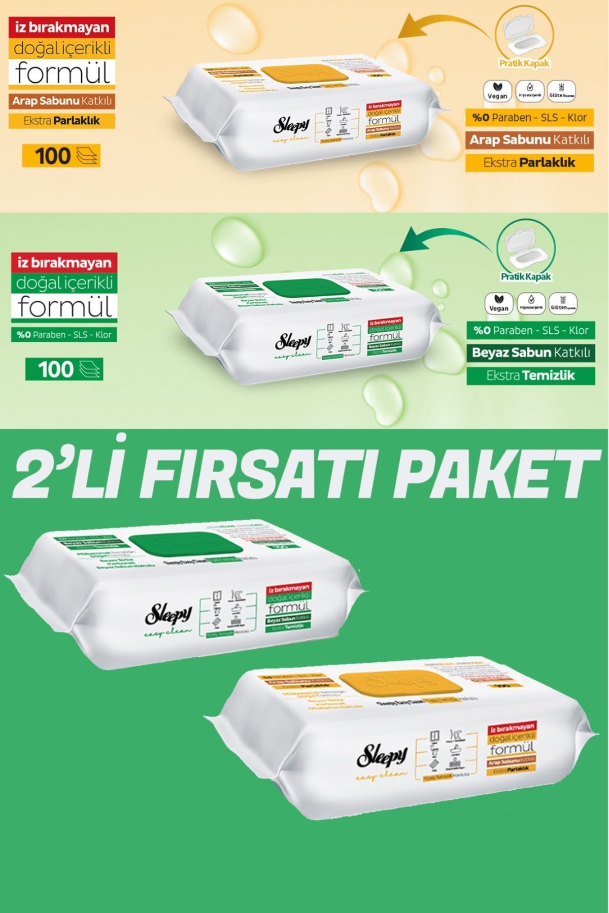 Sleepy Easy Clean Beyaz Sabun + Arap Sabun Ekonomik Paket