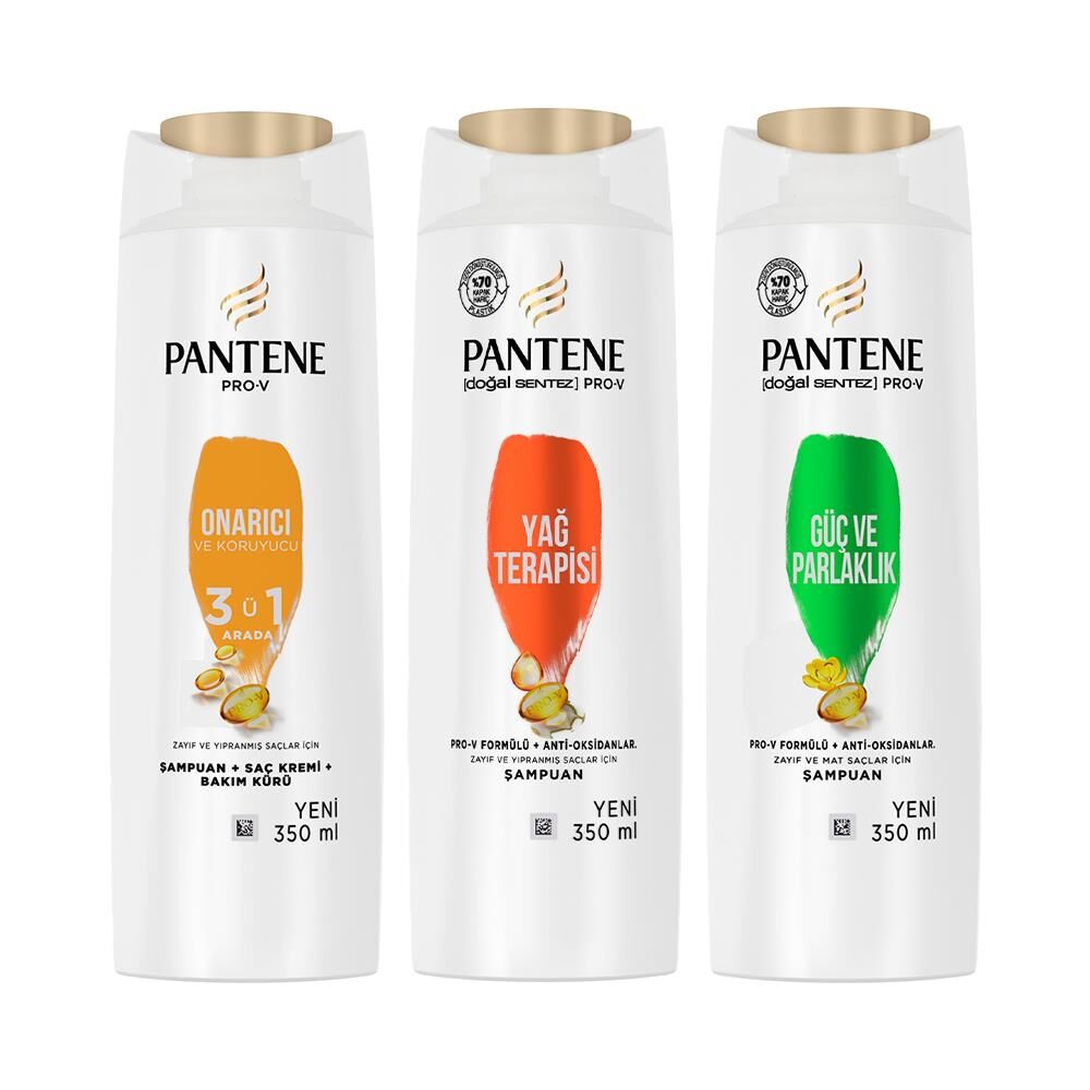 Pantene Şampuan Pro-V Onarıcı 3' ü 1 Arada, Yağ Terapisi ve Güç & Parlaklık