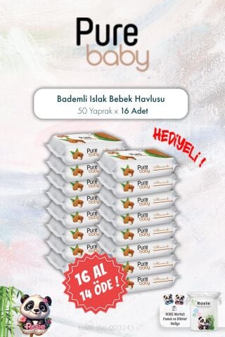 16 AL 14 ÖDE Pure Baby 50'li Bademli Islak Bebek Havlusu ve ROSIE