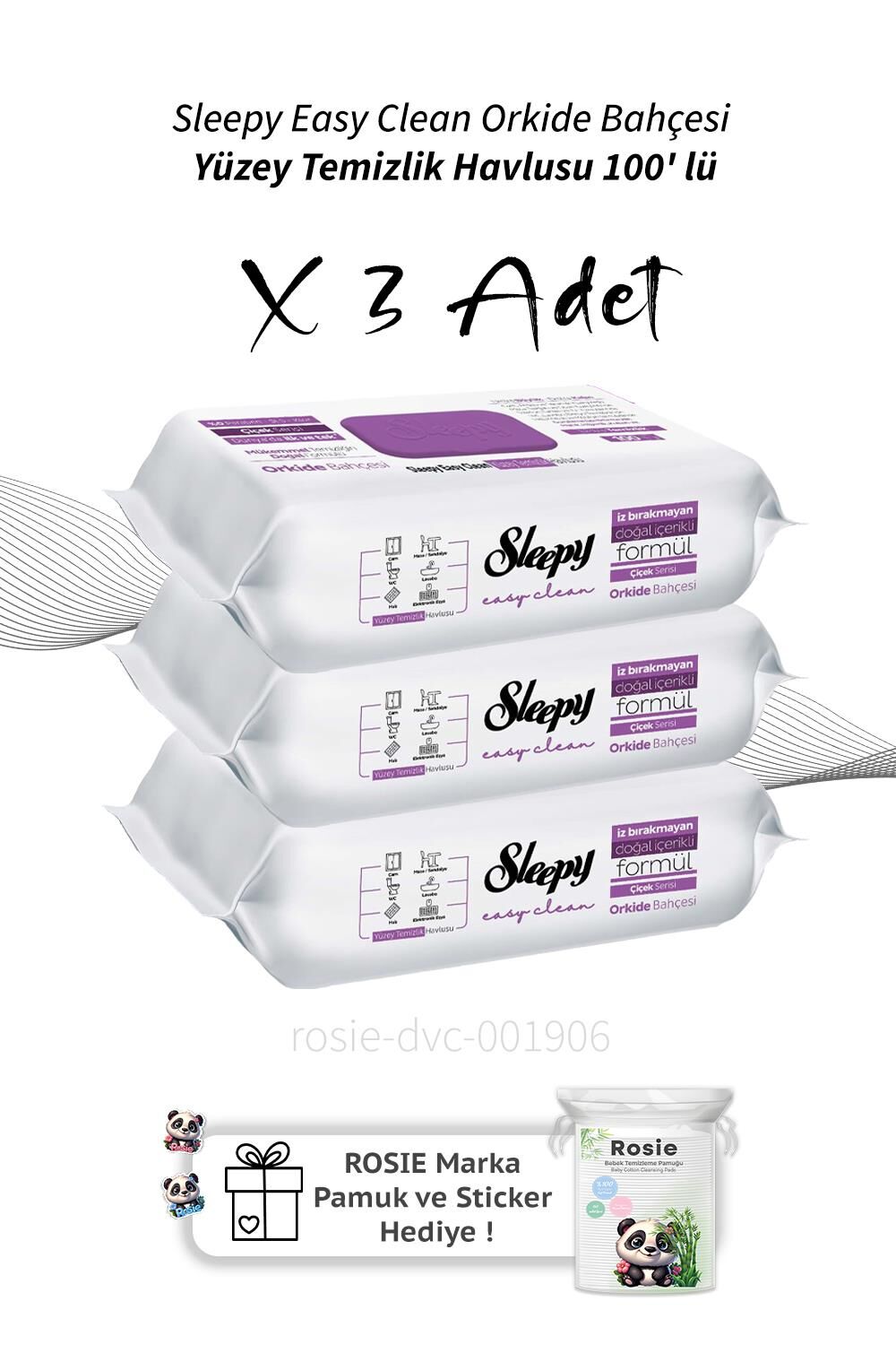 Sleepy Easy Clean Orkide Bahçesi Yüzey Temizlik Havlusu 100' lü X3