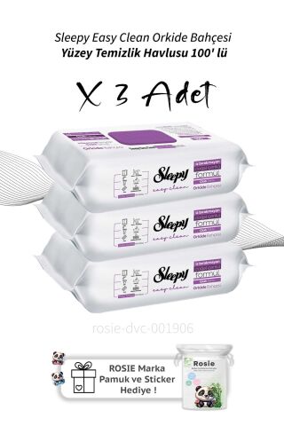 Sleepy Easy Clean Orkide Bahçesi Yüzey Temizlik Havlusu 100' lü X3