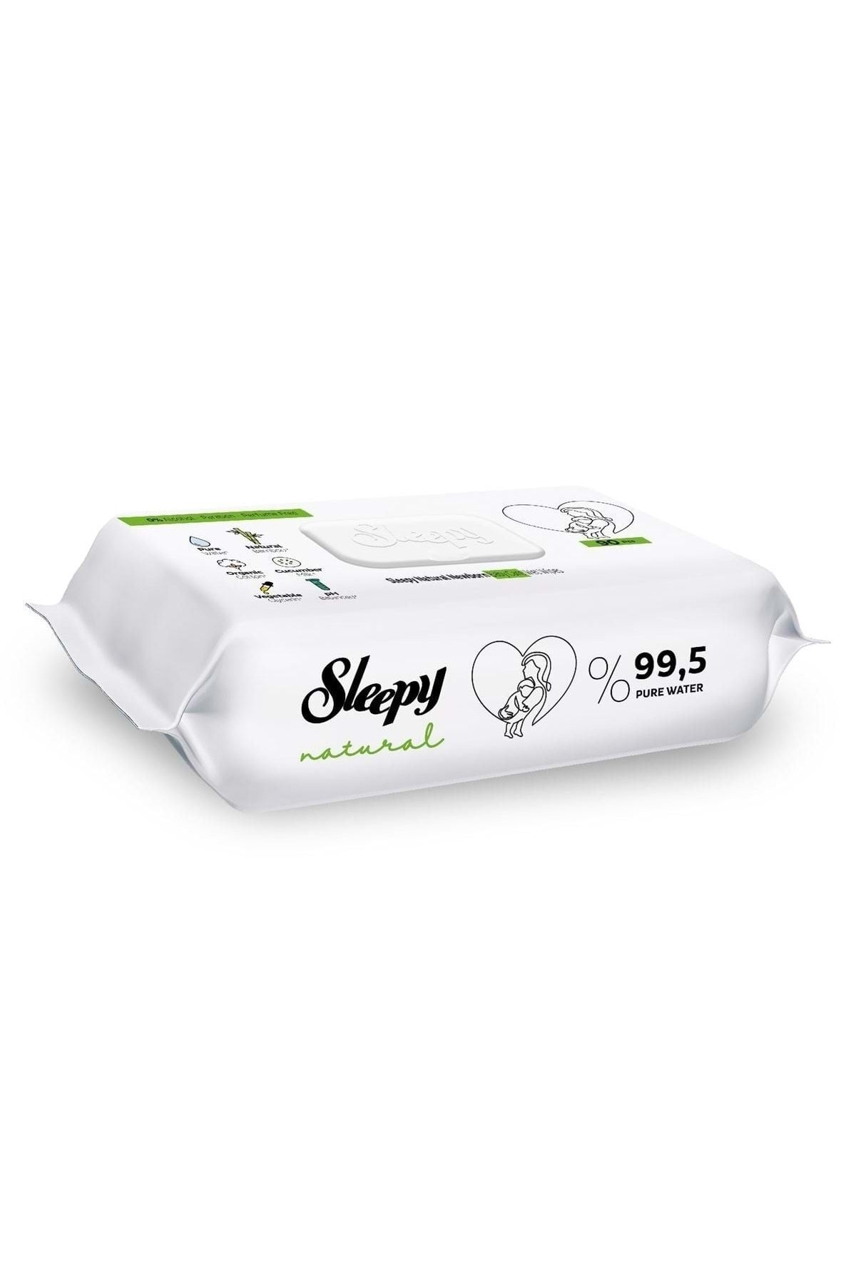 Islak Havlu Mendil 90 Yaprak Natural Yenidoğan Plastik Kapaklı Tekli Pk