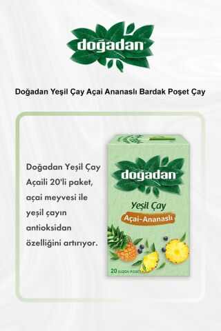 Doğadan Yeşil Çay Açai Ananaslı Bardak Poşet Çay 5 Al 4 Öde ve Rosie Pamuk