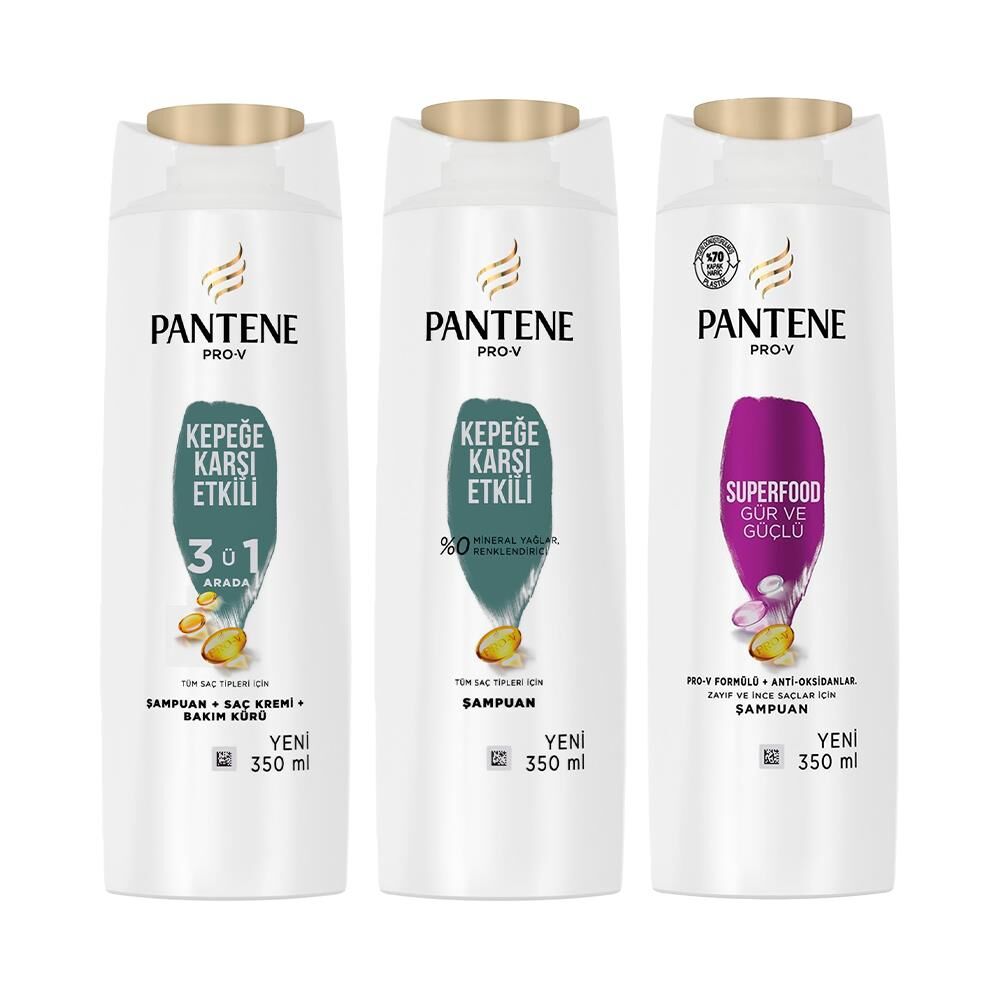Pantene Şampuan Pro-V Kepek Karşıtı, 3' ü 1 Arada ve Gür & Güçlü