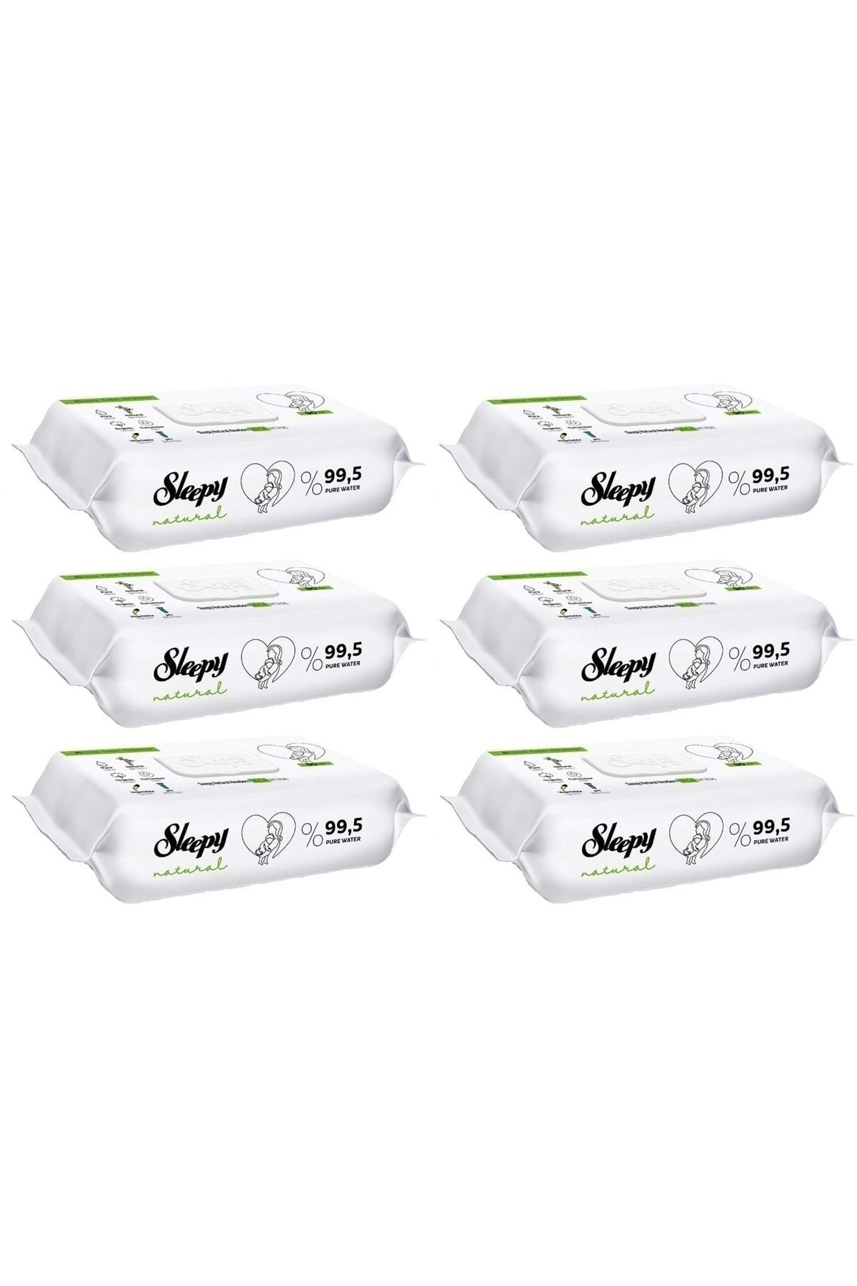 Islak Havlu Mendil 90 Yaprak Natural Yenidoğan 6 Lı Set 540 Yaprak Plastik Kapaklı