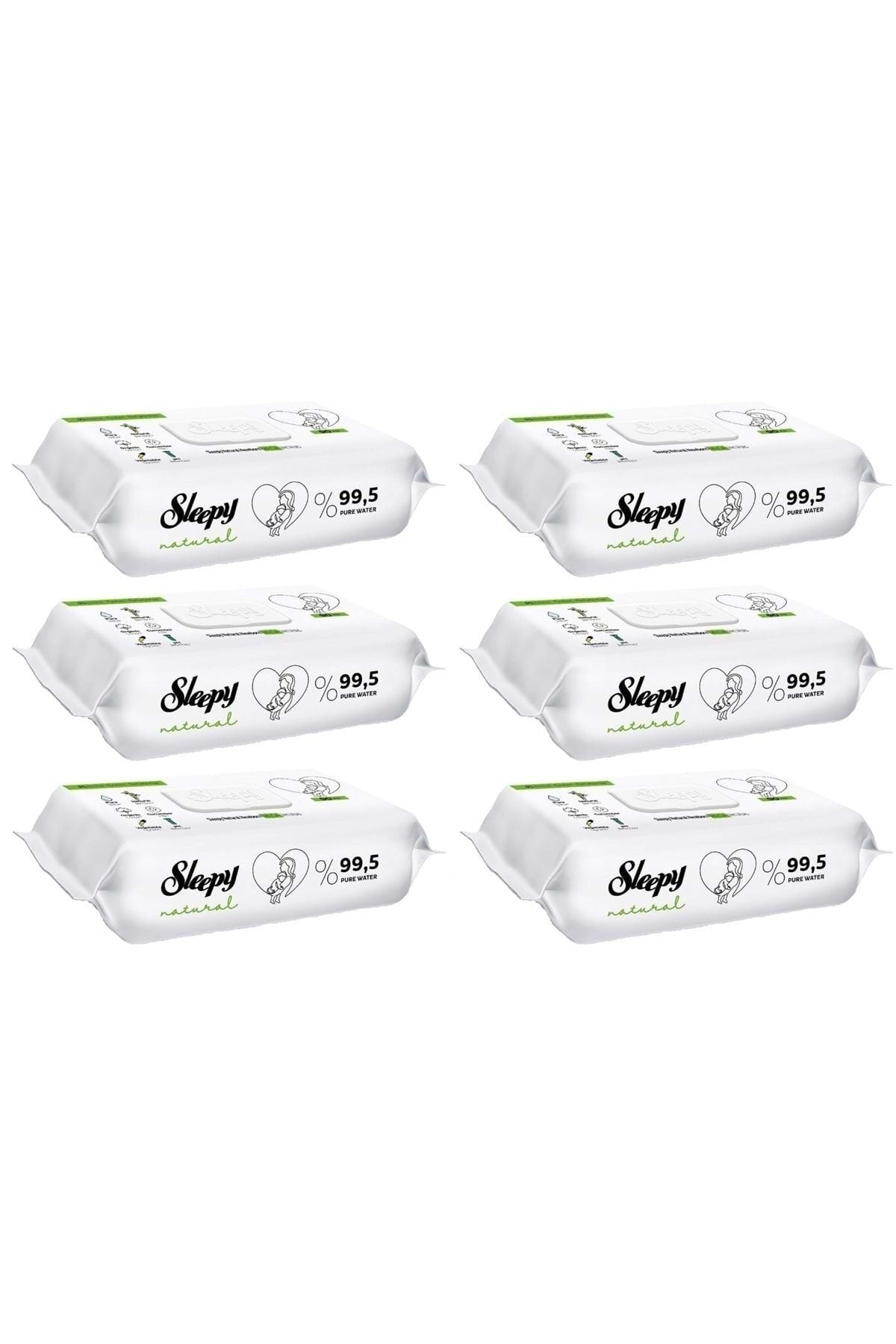 Islak Havlu Mendil 90 Yaprak Natural Yenidoğan 6 Lı Set 540 Yaprak Plastik Kapaklı