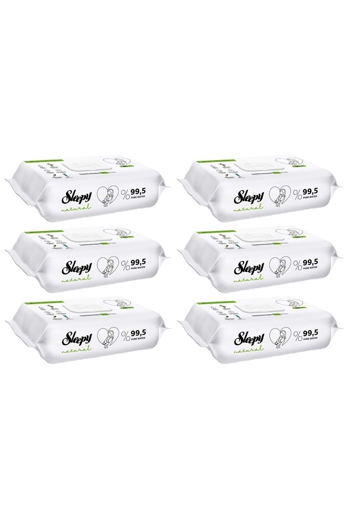 Islak Havlu Mendil 90 Yaprak Natural Yenidoğan 6 Lı Set 540 Yaprak Plastik Kapaklı