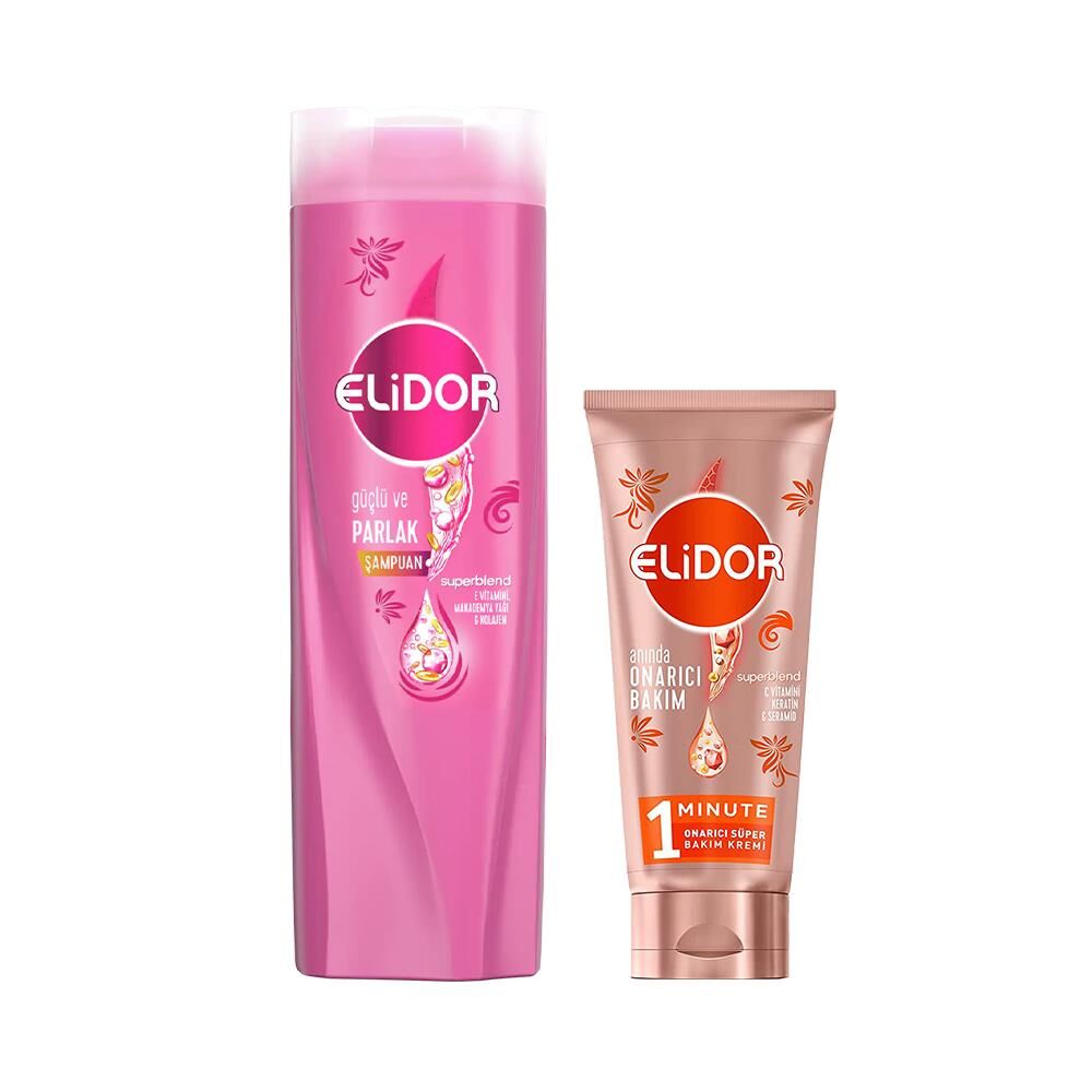 Elidor Superblend Şampuan Güçlü & Parlak ve Onarıcı Saç Kremi