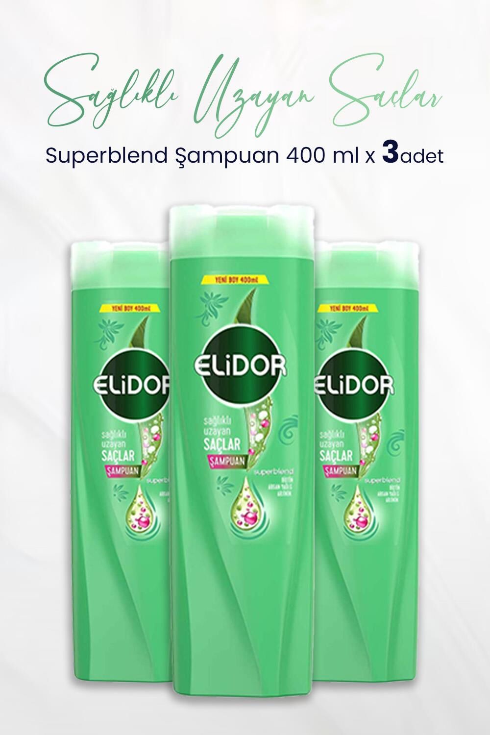 Elidor Superblend Şampuan Sağlıklı Uzayan Saçlar 400 ml x 3 Adet