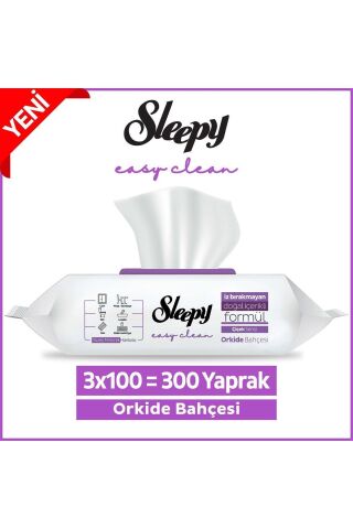 Sleepy Easy Clean Orkide Bahçesi Yüzey Temizlik Havlusu 100' lü X 3