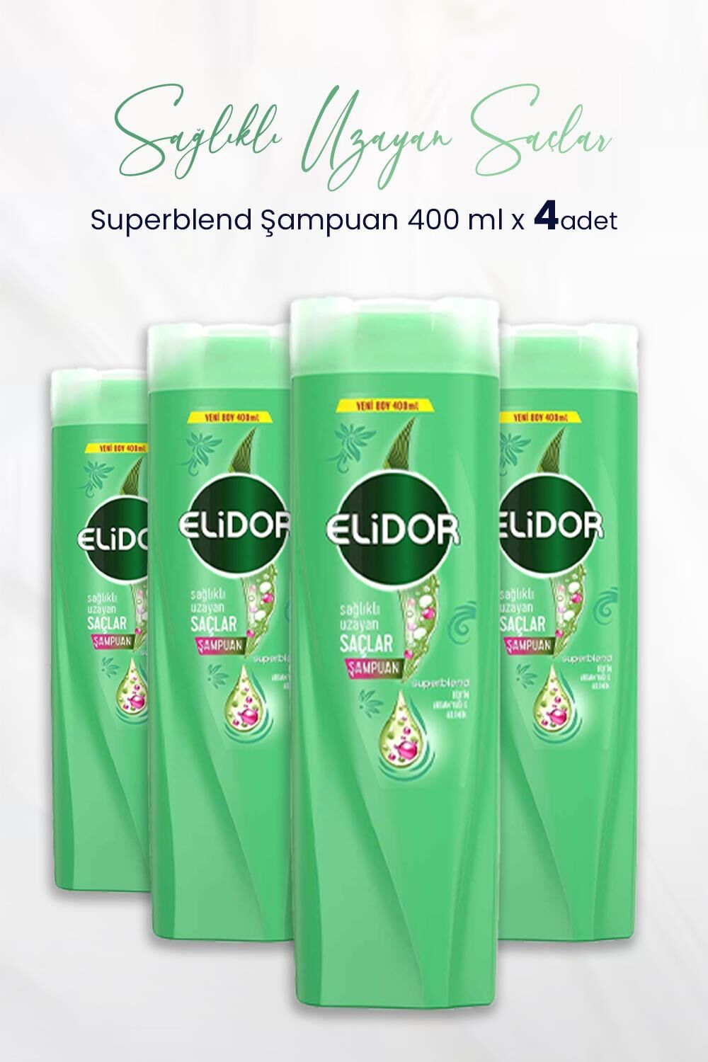 Elidor Superblend Şampuan Sağlıklı Uzayan Saçlar 400 ml x 4 Adet