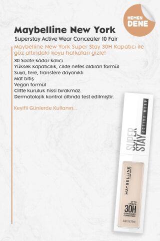 Maybelline New York Superstay Active Wear Concealer 10 Fair