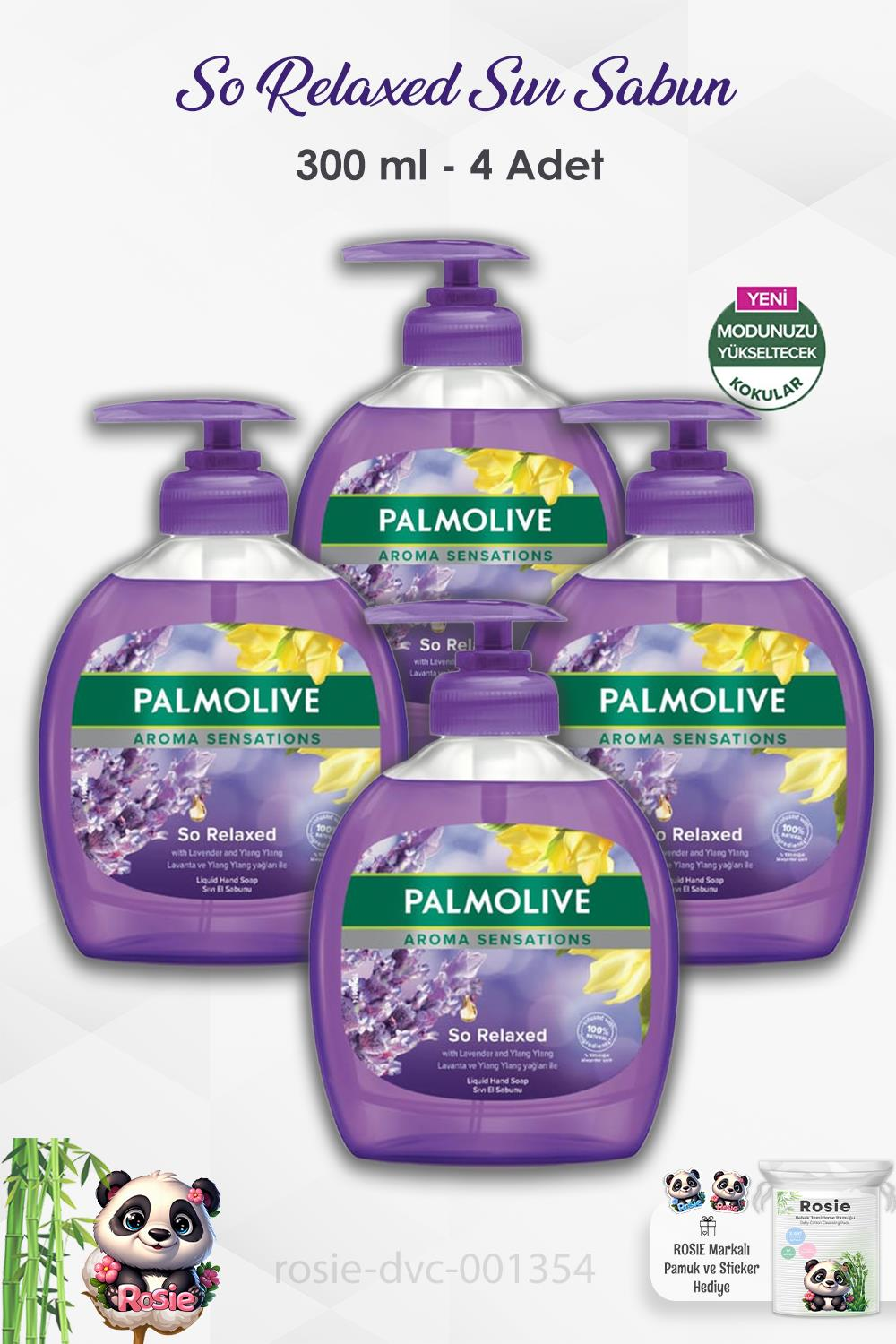 4'lü Set Palmolive Aroma Sensations So Relaxed Sıvı Sabun 300 ml ve ROSIE