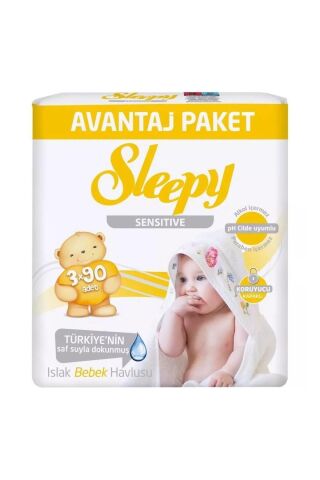 Sleepy Islak Havlu 3x90'lı Sensıtıve Kapaklı