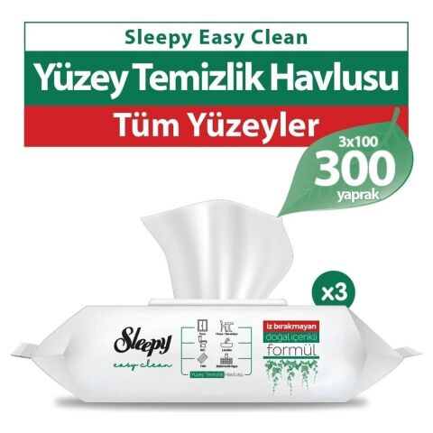 Sleepy Easy Clean Yüzey Temizlik Havlusu 3X100 (300 Yaprak)